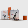 6x3m Booth Kit with Tall Corner Wall, 2 Counters & TV Mount