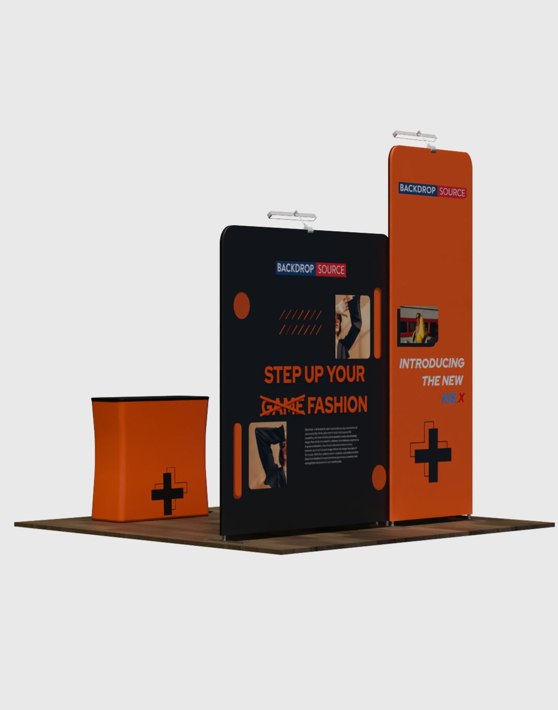 3x3m Booth Kit with Tall & Wide Straight Walls, Counter & TV