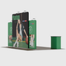 6x3m Straight Wall Booth Kit with Tall Centre Wall & 2 Counters