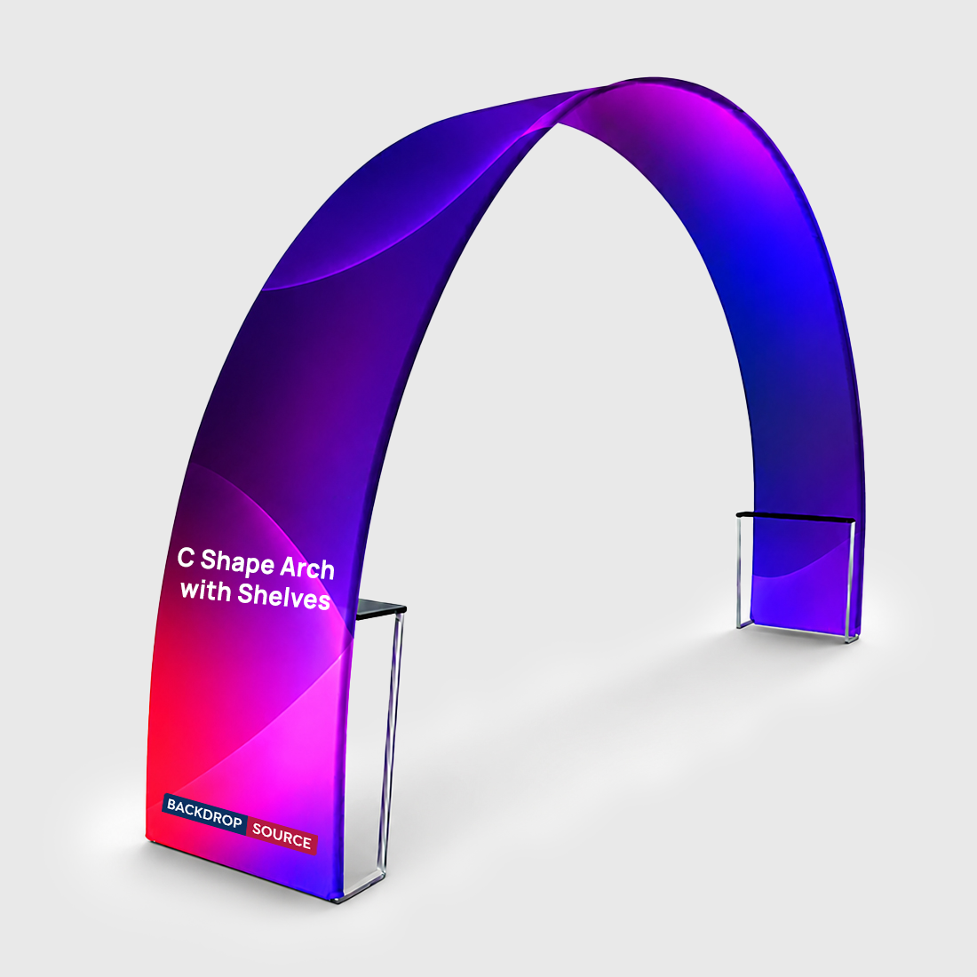 C Shape Tension Fabric Arch with Shelves