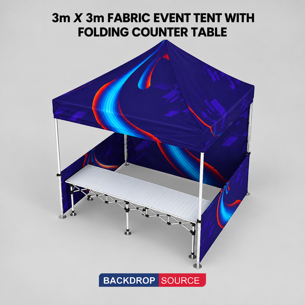 3m x 3m Fabric Event Tent with Folding Counter Table