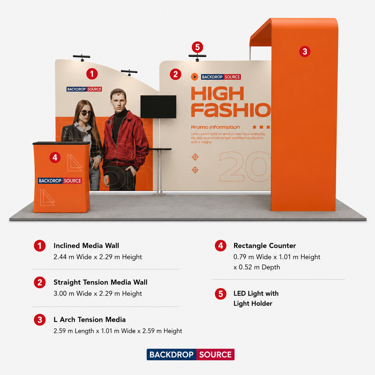 6x3m Straight Backdrop with Arch Exhibition Kit