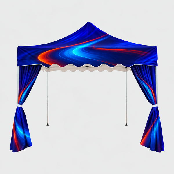 3m x 3m Tent With Scalloped Valances And Curtains