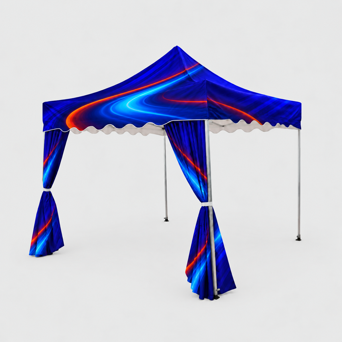 10x10 Tent With Scalloped Valances And Curtains