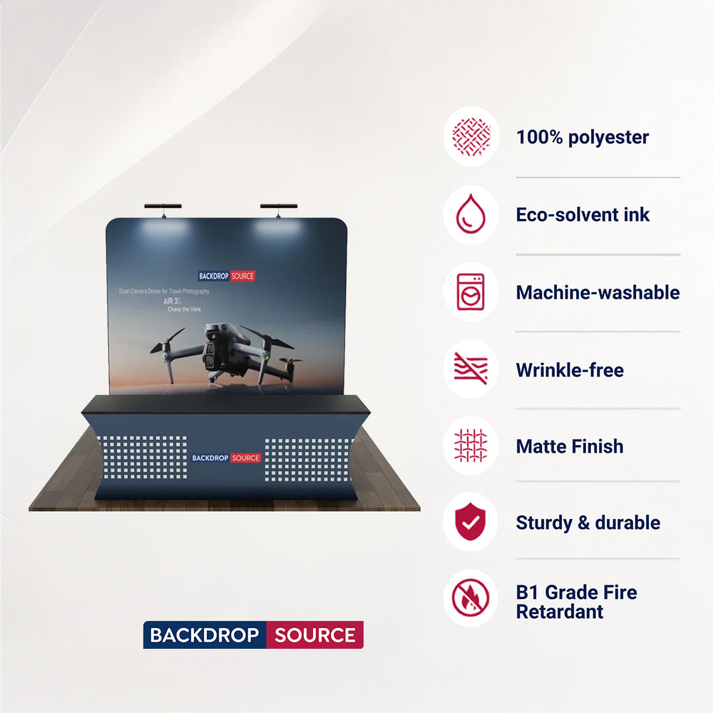 Compact 3x3m Booth Kit with Backwall and Table Cover