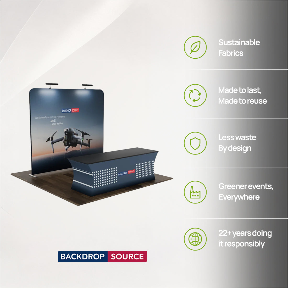 Compact 3x3m Booth Kit with Backwall and Table Cover