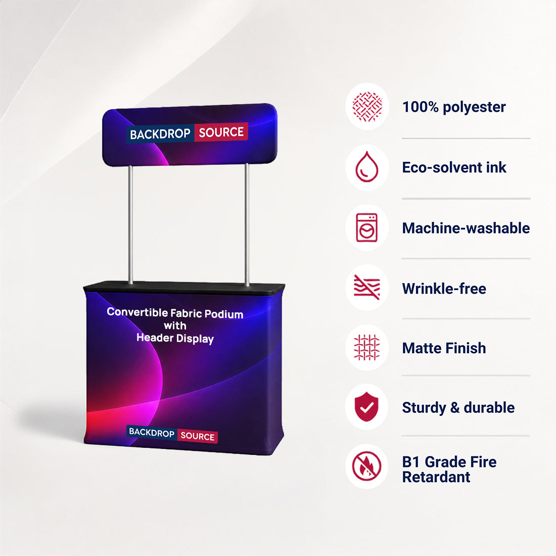 Convertible Fabric Podium Case with Header Display