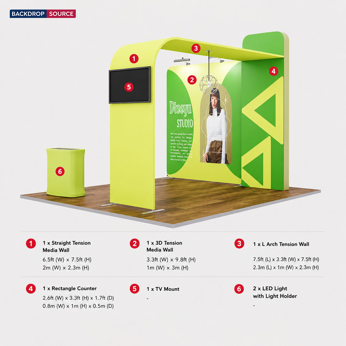 Premium Modular L Arch TV Display Exhibition Kit for 3m Wide Booths