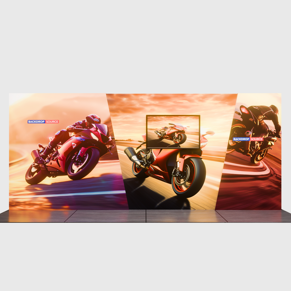6x3m Backlit SEG Lightbox Booth Kit with 6m Wall & TV Mount