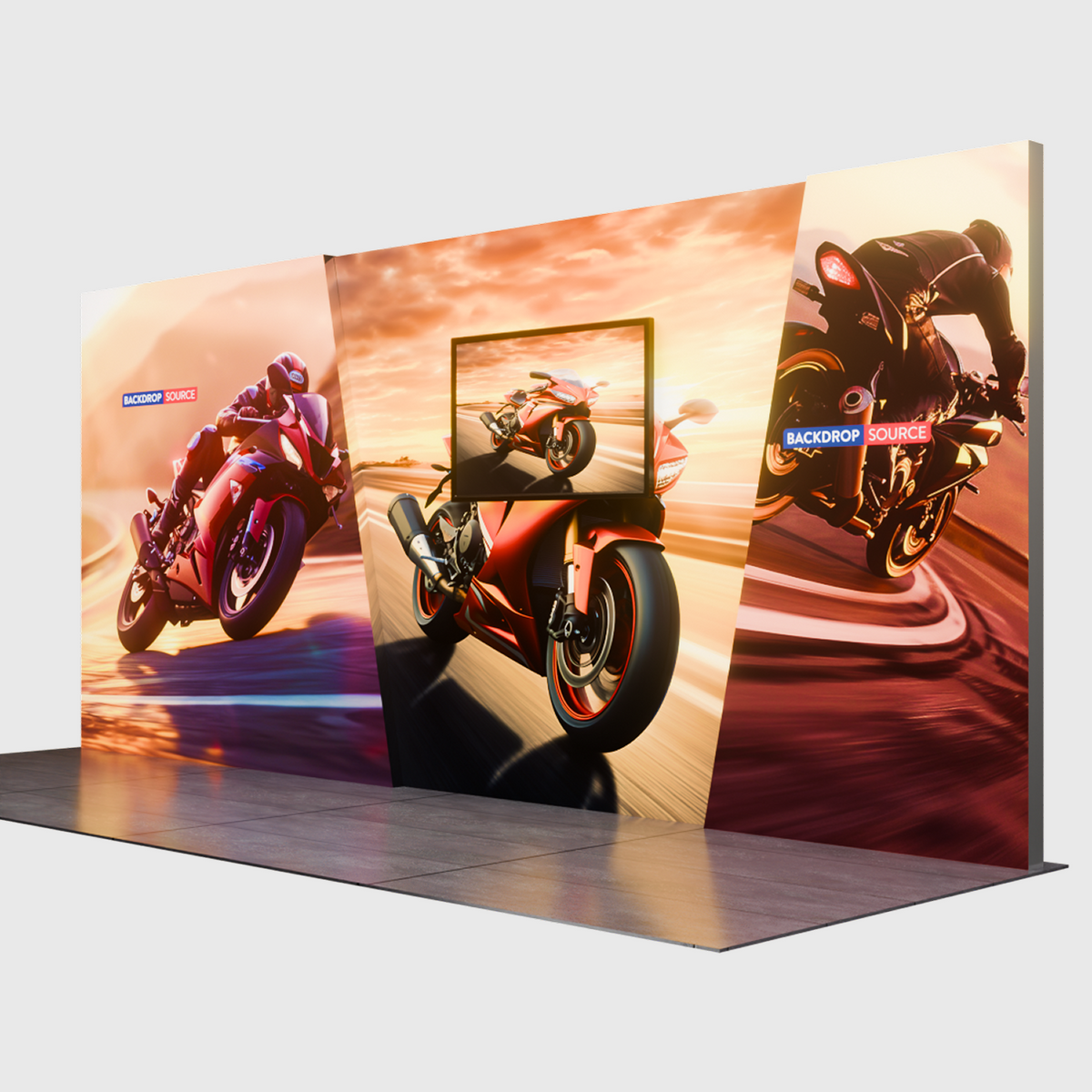 6x3m Backlit SEG Lightbox Booth Kit with 6m Wall & TV Mount