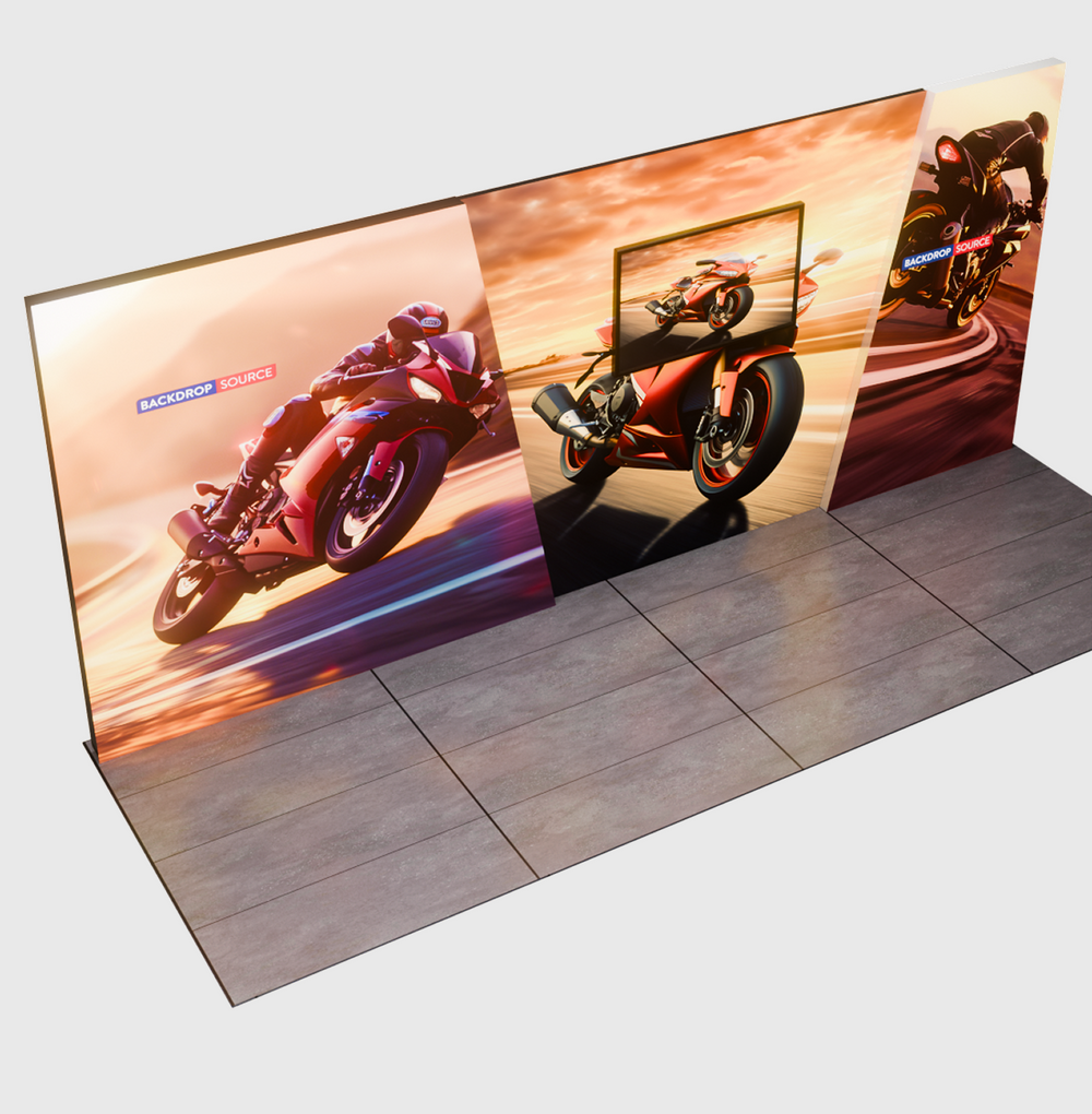 6x3m Backlit SEG Lightbox Booth Kit with 6m Wall & TV Mount