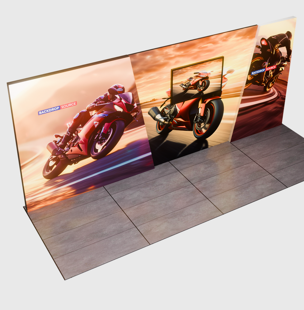 6x3m Backlit SEG Lightbox Booth Kit with 6m Wall & TV Mount