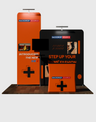 3x3m Booth Kit with Tall & Wide Straight Walls, Counter & TV