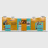 6x3m Booth Kit with Inclined Walls, L-Arch TV Mount & 2 Counters