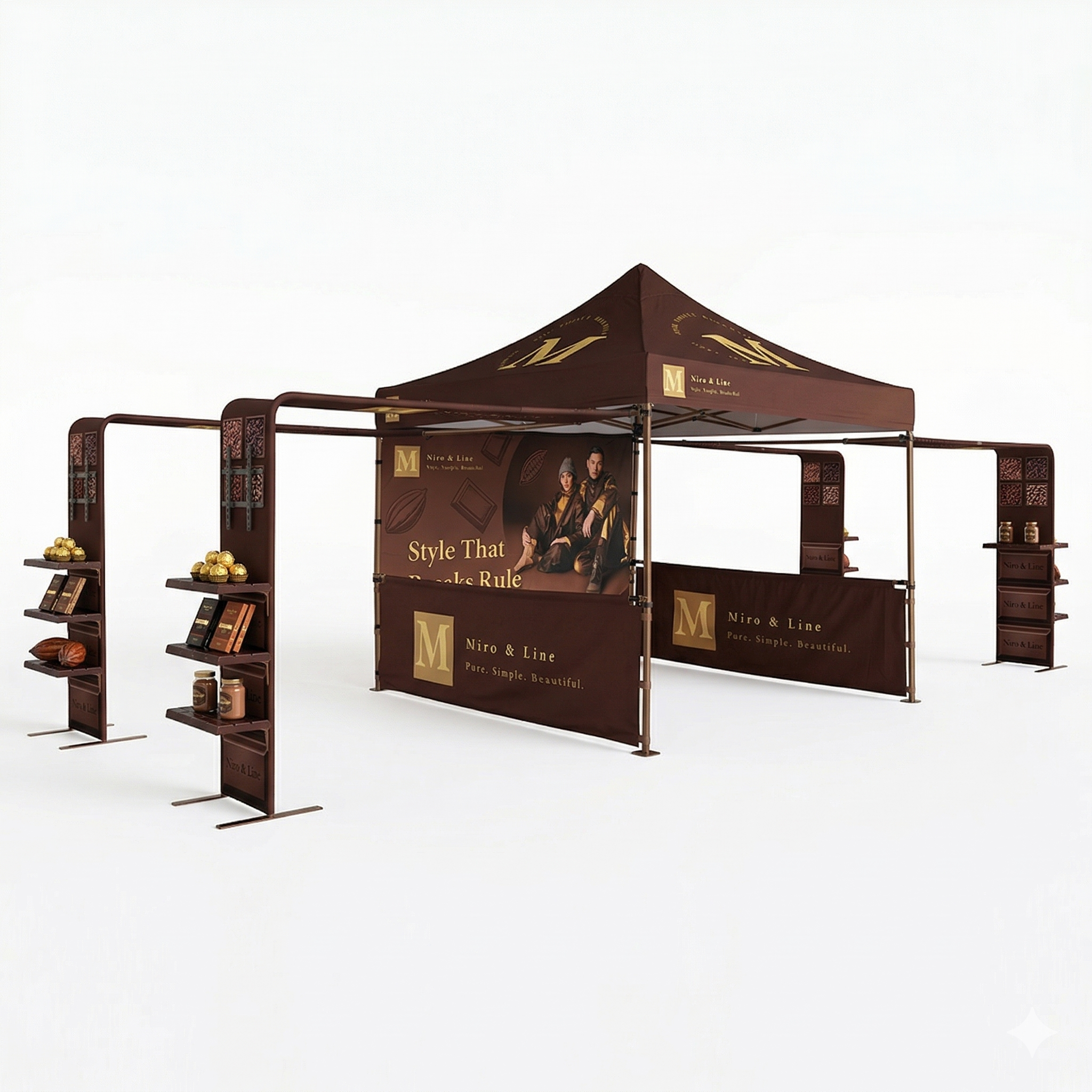 3m x 3m 10ft x 10ft Fabric Canopy Kit with L-Shaped Wings & 4 TV Displays