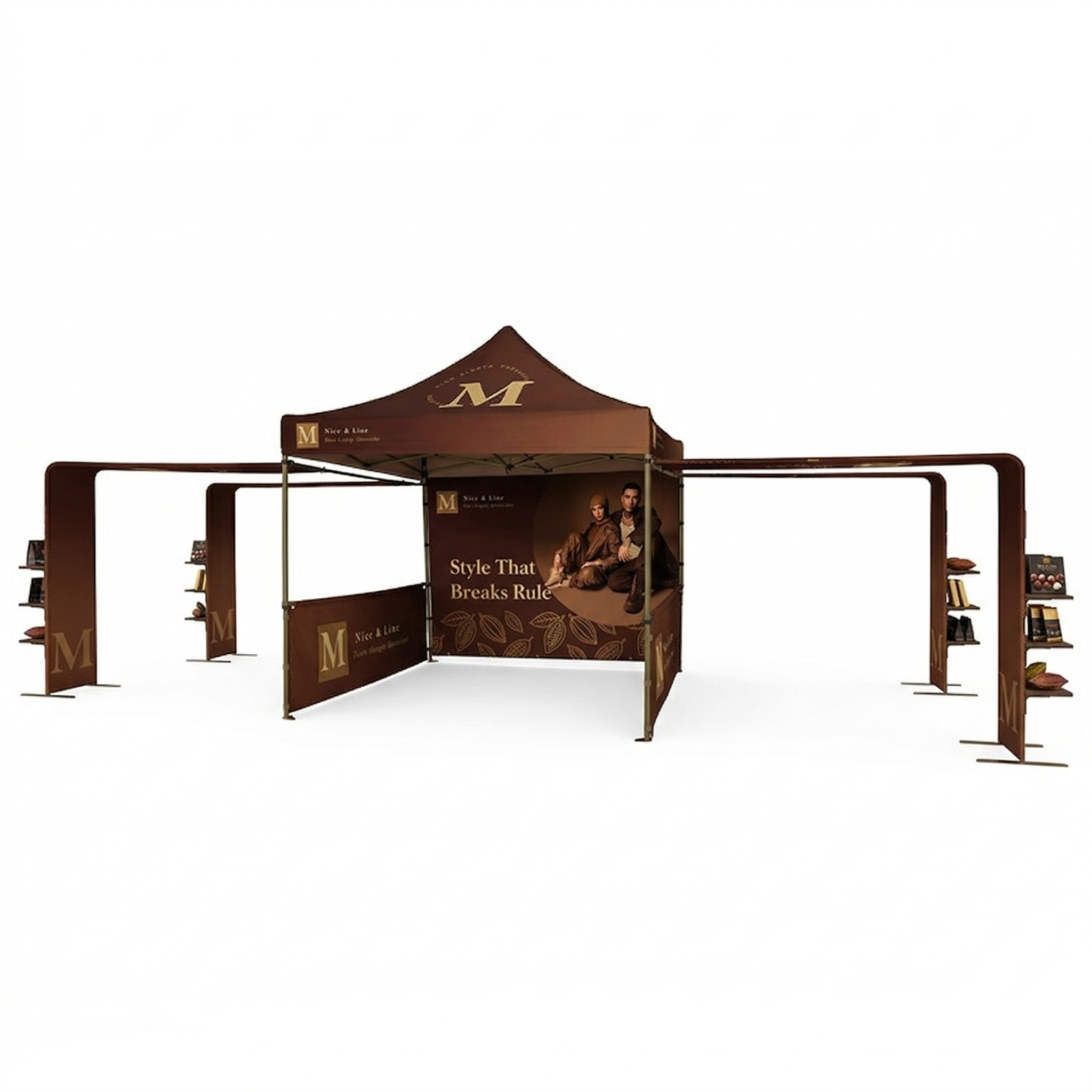 3m x 3m 10ft x 10ft Fabric Canopy Kit with L-Shaped Wings & 4 TV Displays