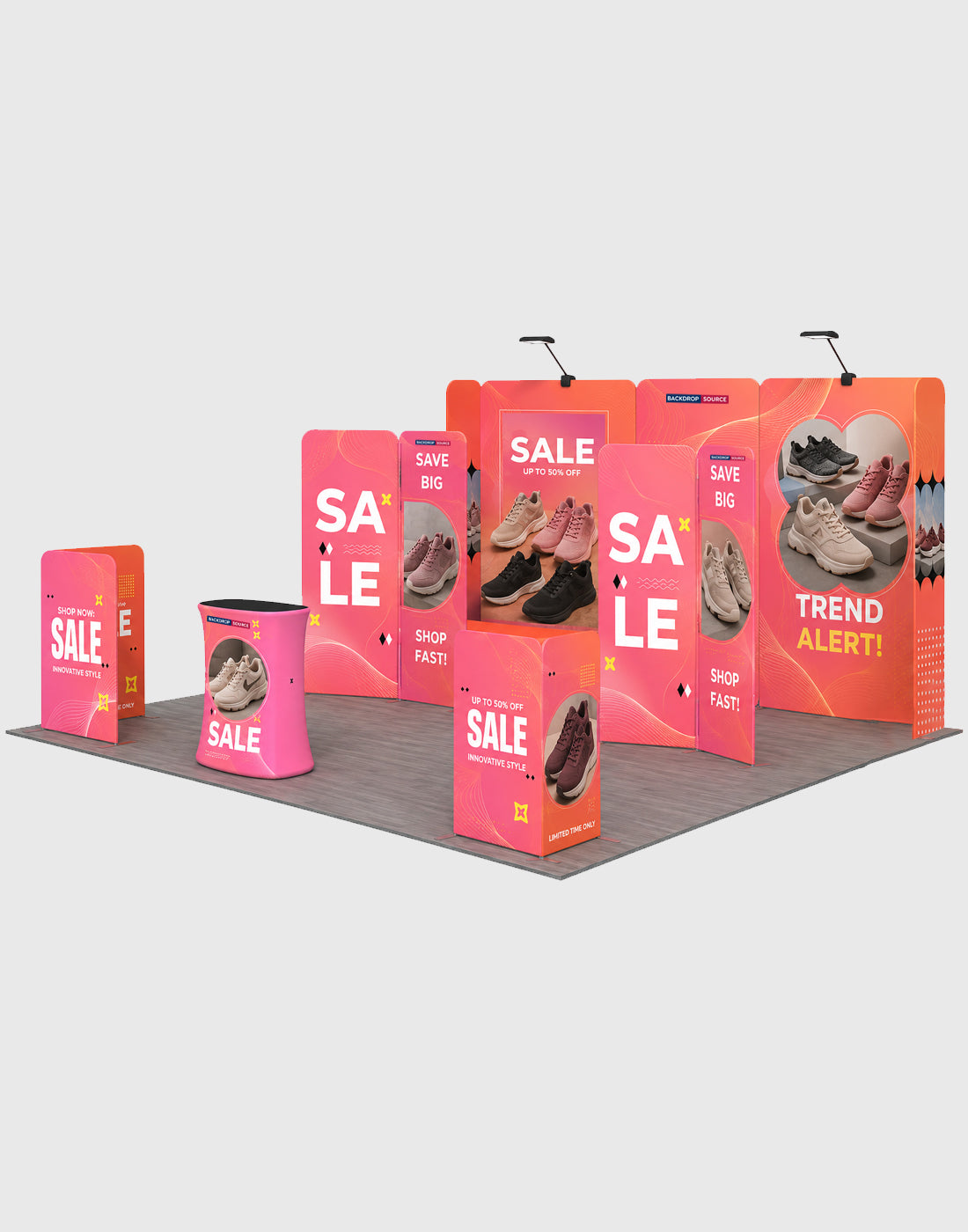6x6m Magnetic Booth Kit with Y-Shape Walls & Reception Counter