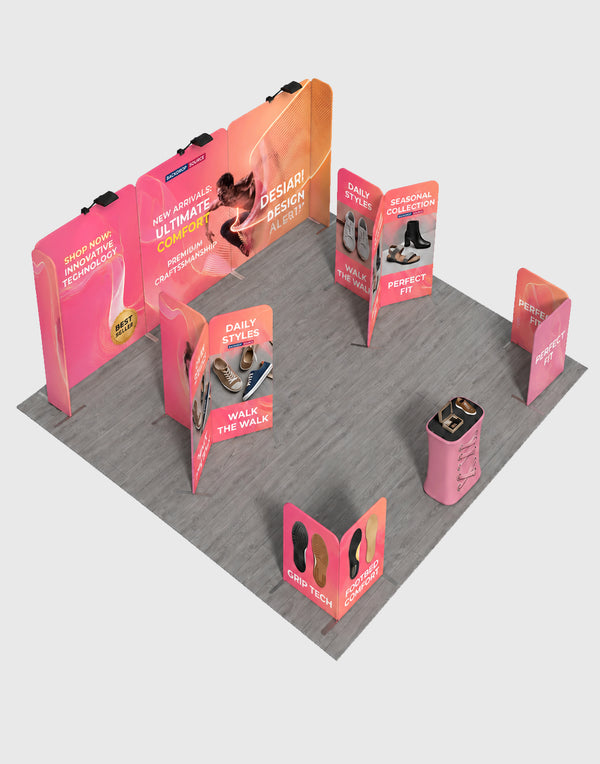 6x6m Magnetic Booth Kit with Y-Shape Walls & Reception Counter