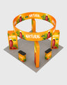 6x6m Island Booth with 3D Media Walls & 3 Counters