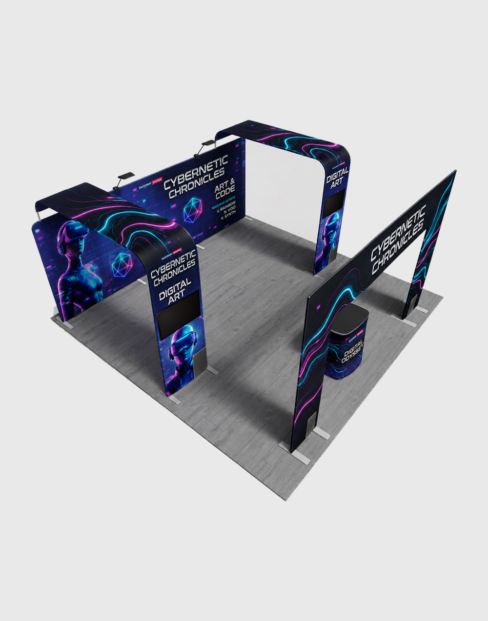 6x6m Booth Kit with 6m Backdrop, Entry Arch & 2 TV Mounts