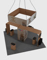 6x6m Gallery Booth with Entry Arch Towers, TV Mounts & Counters