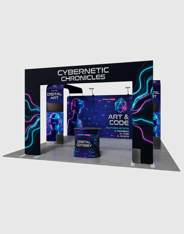 6x6m Booth Kit with 6m Backdrop, Entry Arch & 2 TV Mounts