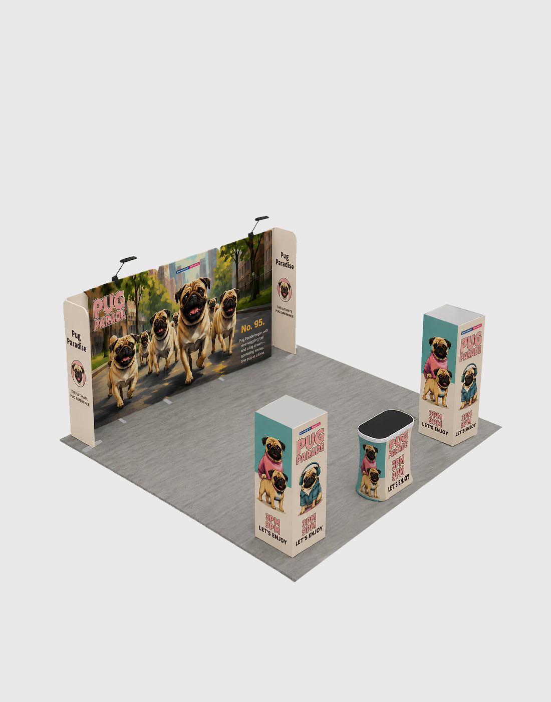 6x6m Magnetic Booth Kit with 2 Cubic Towers & Counter