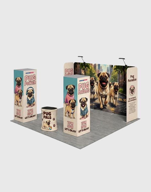 6x6m Magnetic Booth Kit with 2 Cubic Towers & Counter