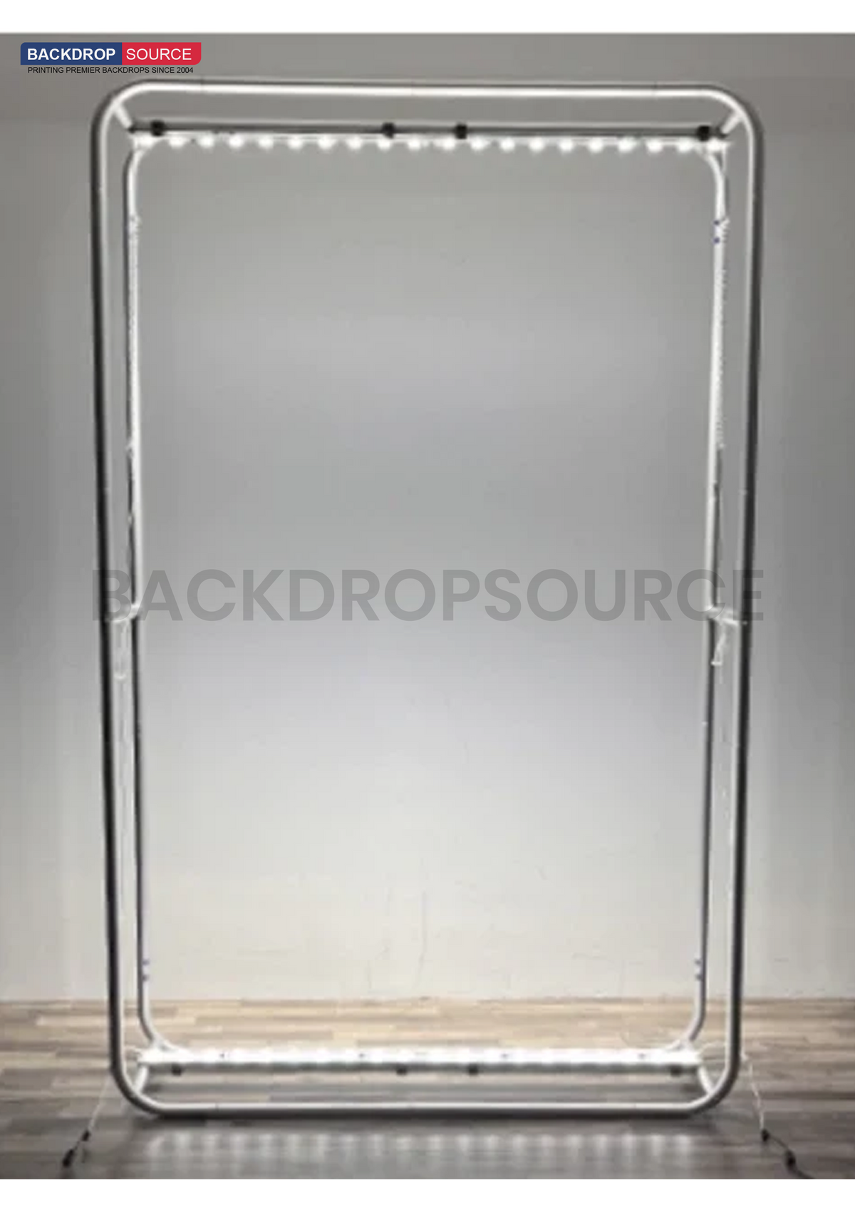 L-Shaped Illuminated Media Wall Set with Counters for 3x3m Booths