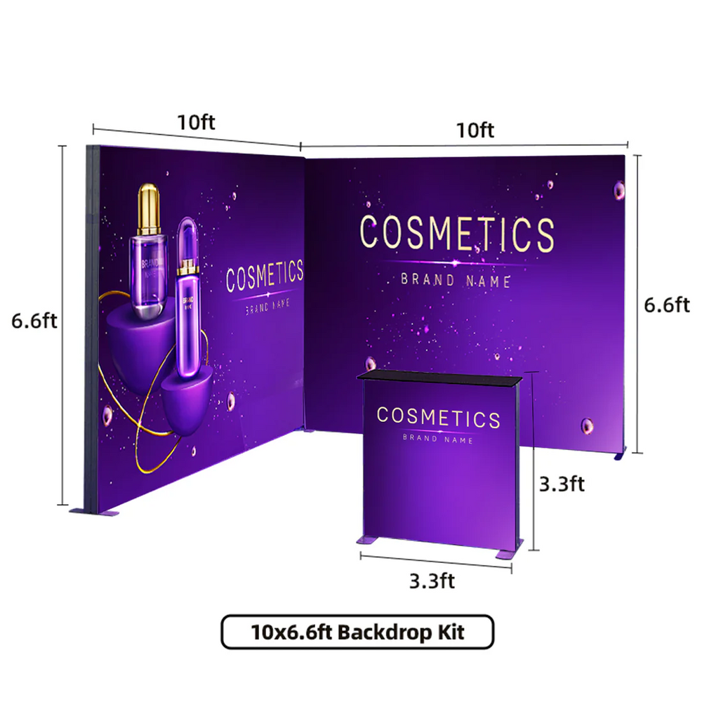Backlit SEG L-Shape Booth Kit with Corner Sidewall & Counter