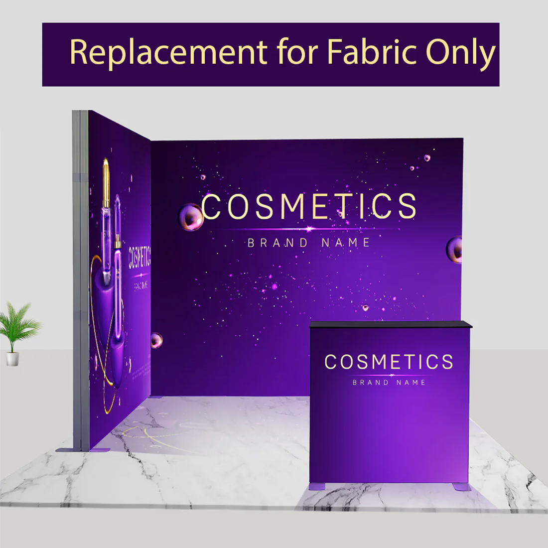Backlit SEG L-Shape Booth Kit with Corner Sidewall & Counter