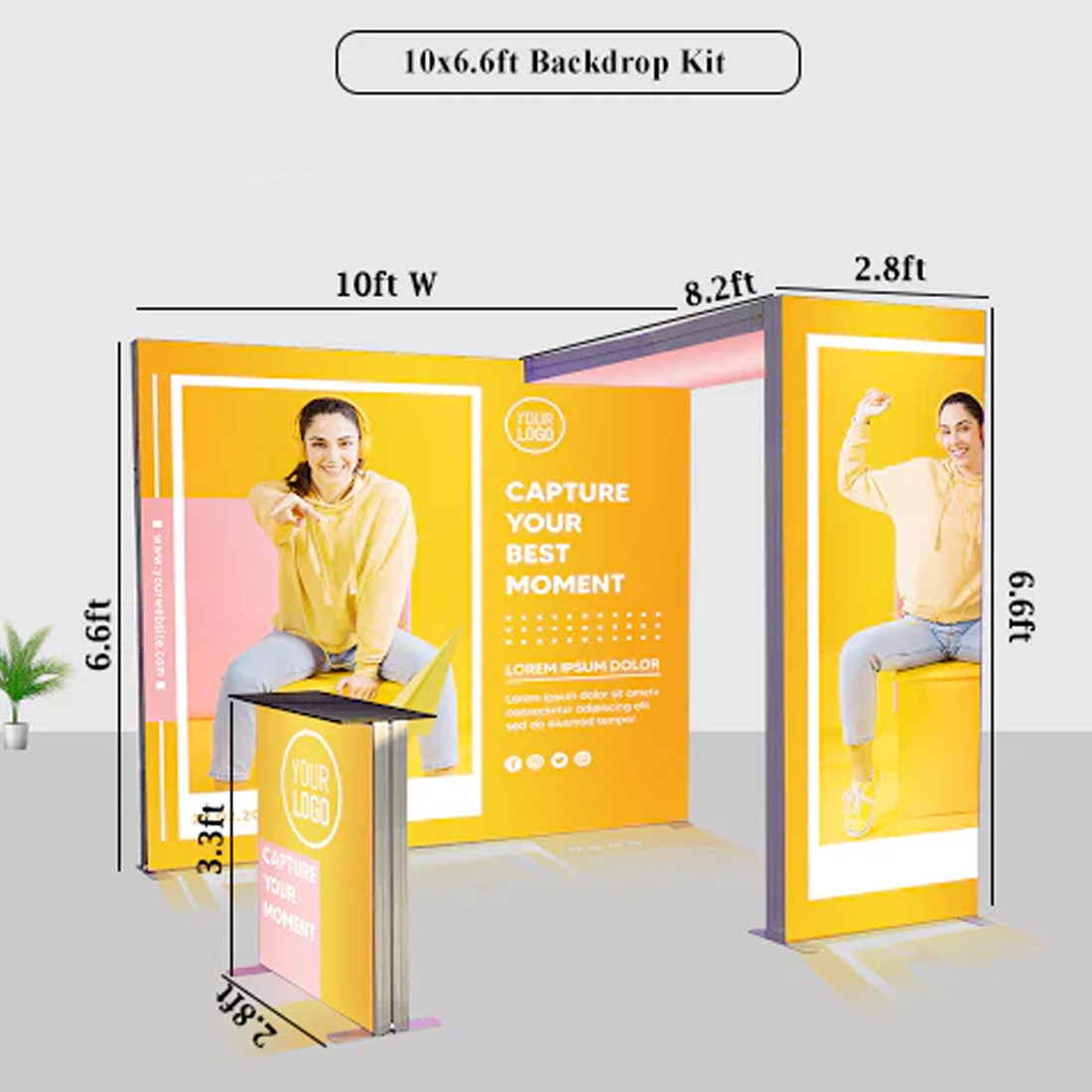 Backlit SEG Booth Kit with L-Arch Backwall & Lightbox Counter