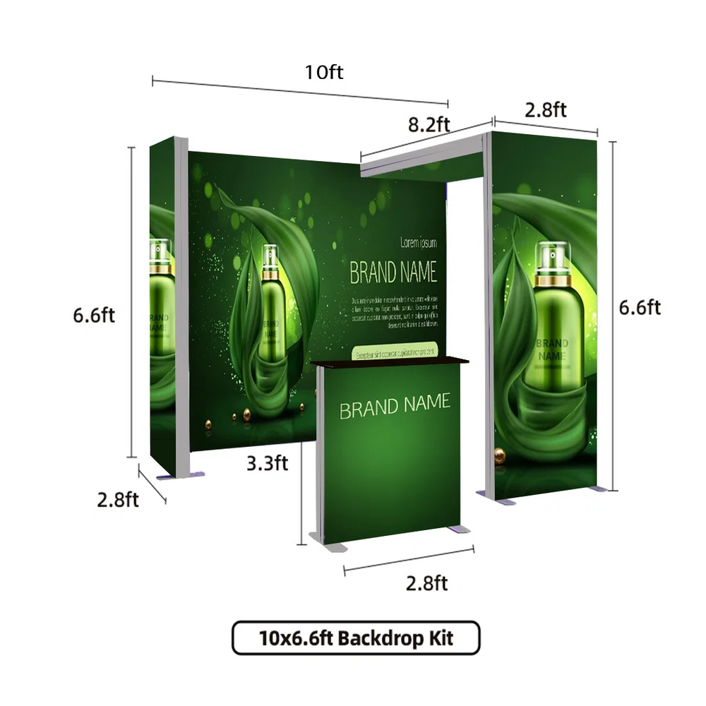 Backlit SEG Corner Booth Kit with L-Arch & Lightbox Counter