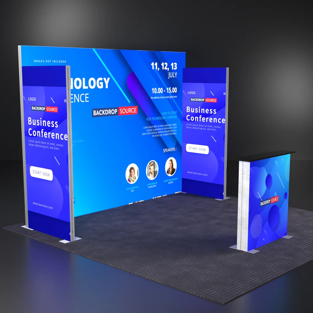 Backlit SEG Three-Wall Booth Kit with Lightbox Counter