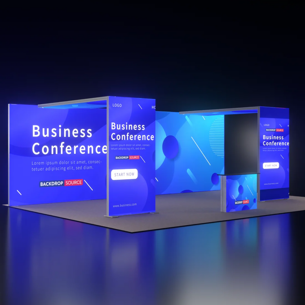 Backlit SEG Booth Kit with Twin L-Arches & Lightbox Counter