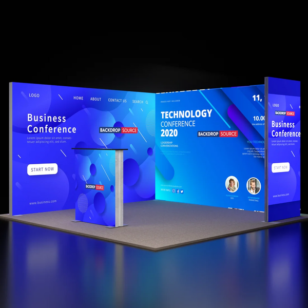 3m Backlit SEG Booth Kit with 2 Sidewalls & Lightbox Counter