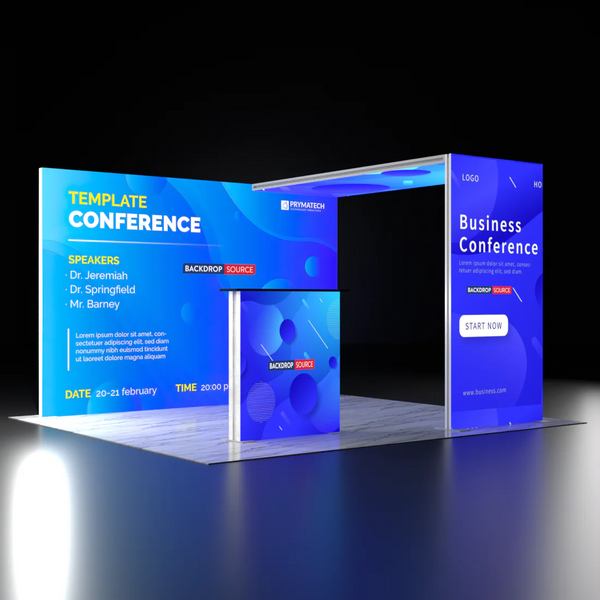 Backlit SEG Booth Kit with L-Arch Backwall & Lightbox Counter