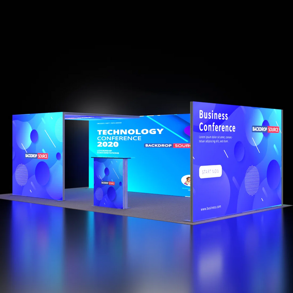 6m Backlit SEG Booth Kit with L-Arch, Sidewall & Counter