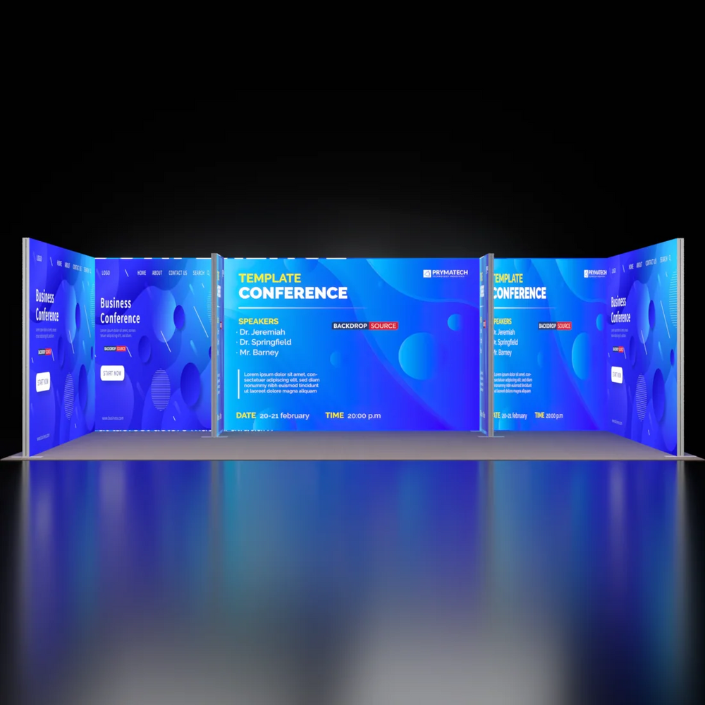 Backlit SEG Booth Kit with 2 Divider Walls & Sidewall Lightboxes