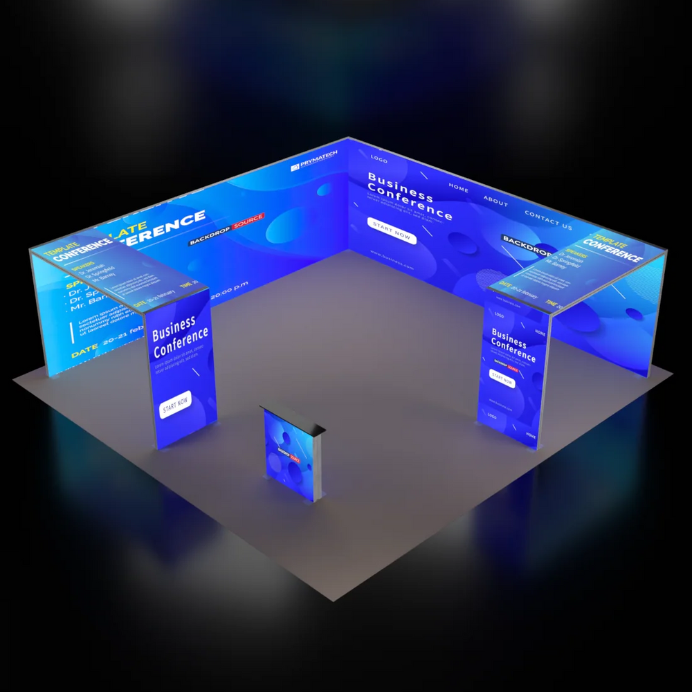 6m Backlit SEG Booth Kit with Twin L-Arches & Sidewall