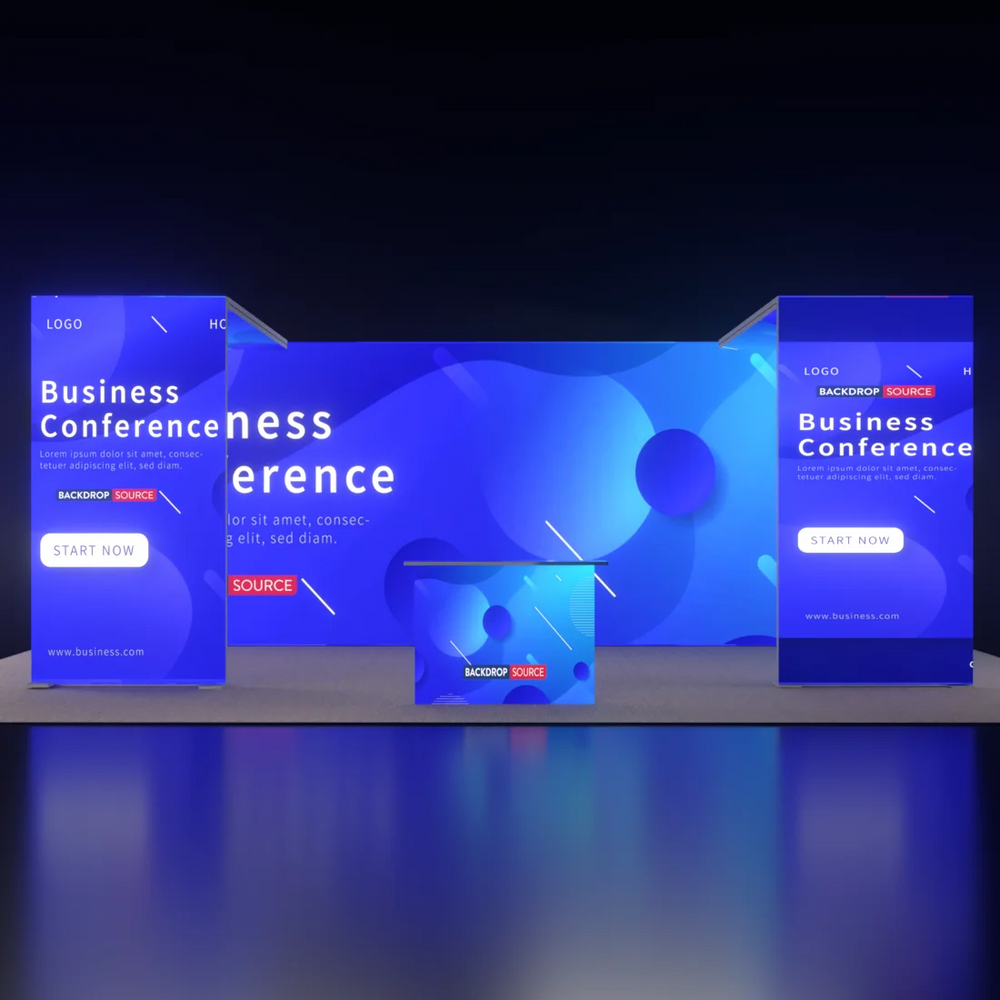 Backlit SEG Booth Kit with Twin L-Arches & Lightbox Counter