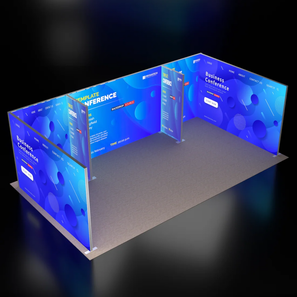 Backlit SEG Booth Kit with 2 Divider Walls & Sidewall Lightboxes
