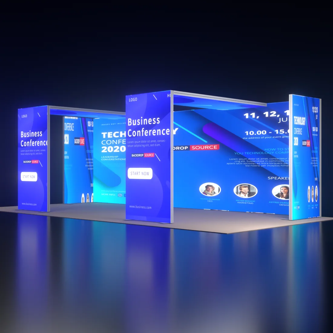 Backlit SEG Booth Kit with Twin L-Arches & 2 Sidewalls