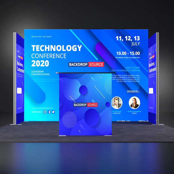 Backlit SEG Three-Wall Booth Kit with Lightbox Counter