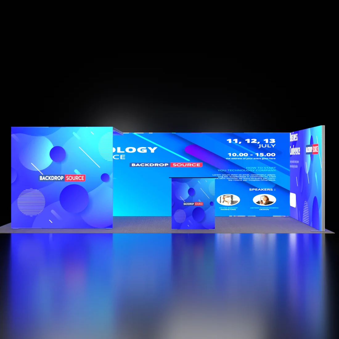6m Backlit SEG Booth Kit with L-Arch, Sidewall & Counter