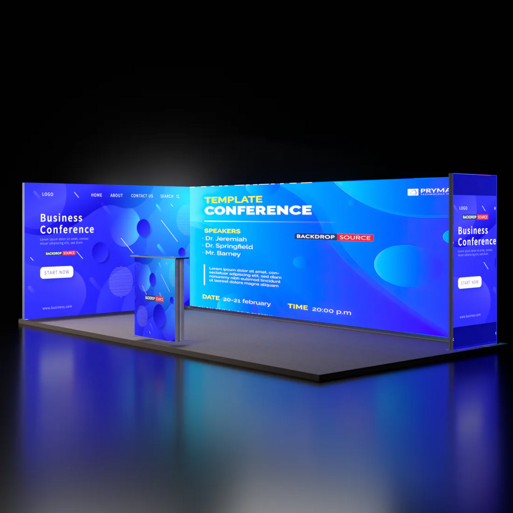 6m Backlit SEG U-Shape Booth Kit with Lightbox Counter