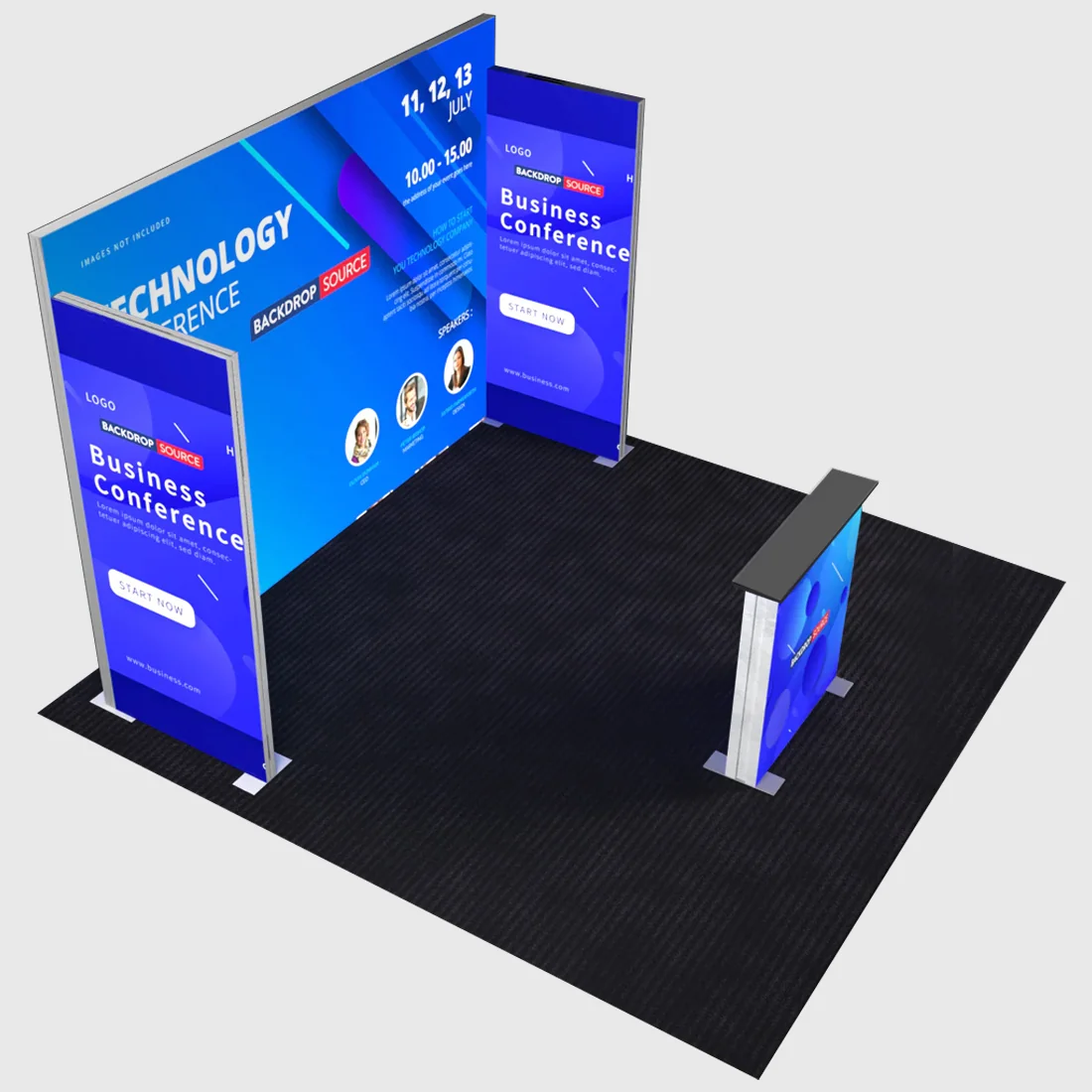 Backlit SEG Three-Wall Booth Kit with Lightbox Counter