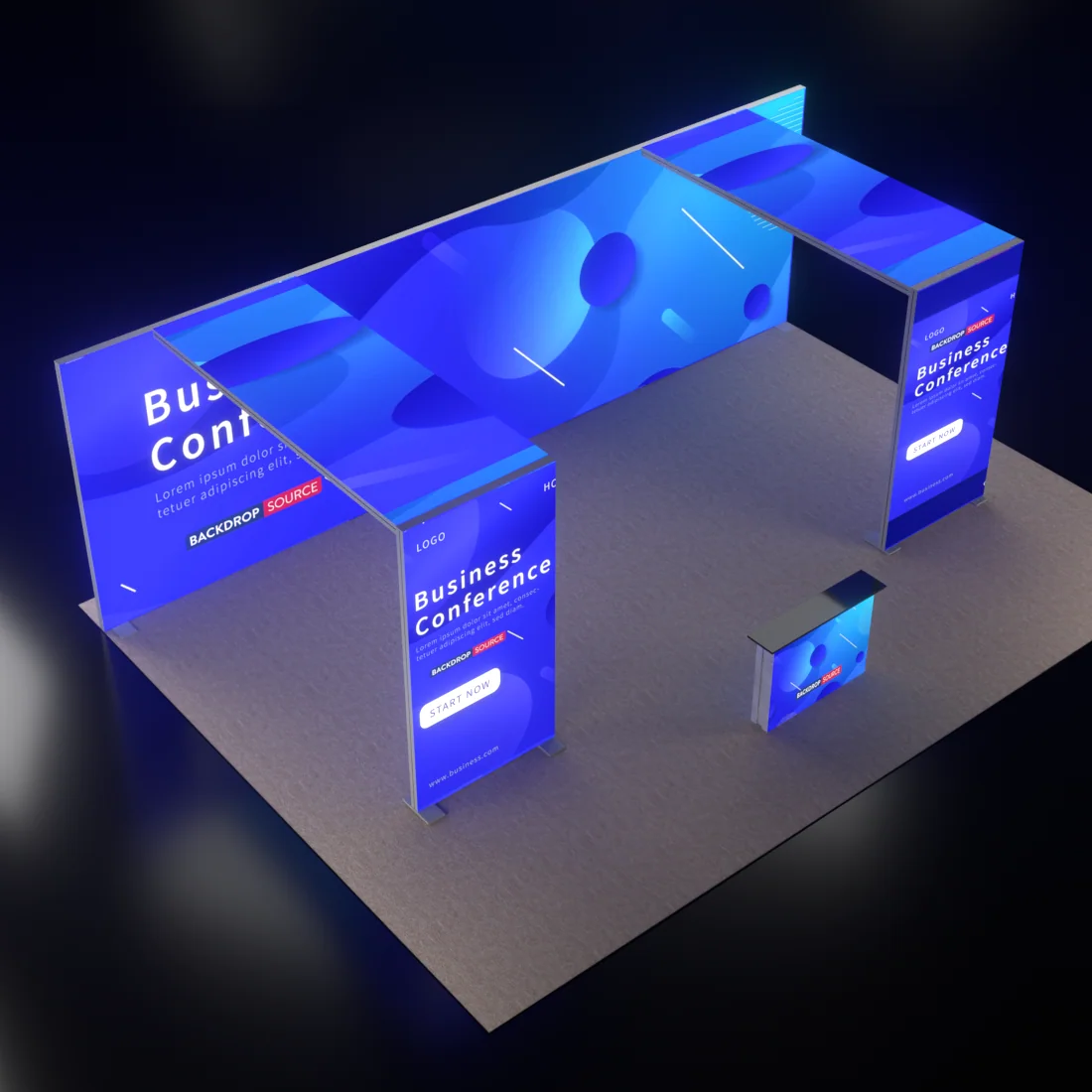 Backlit SEG Booth Kit with Twin L-Arches & Lightbox Counter