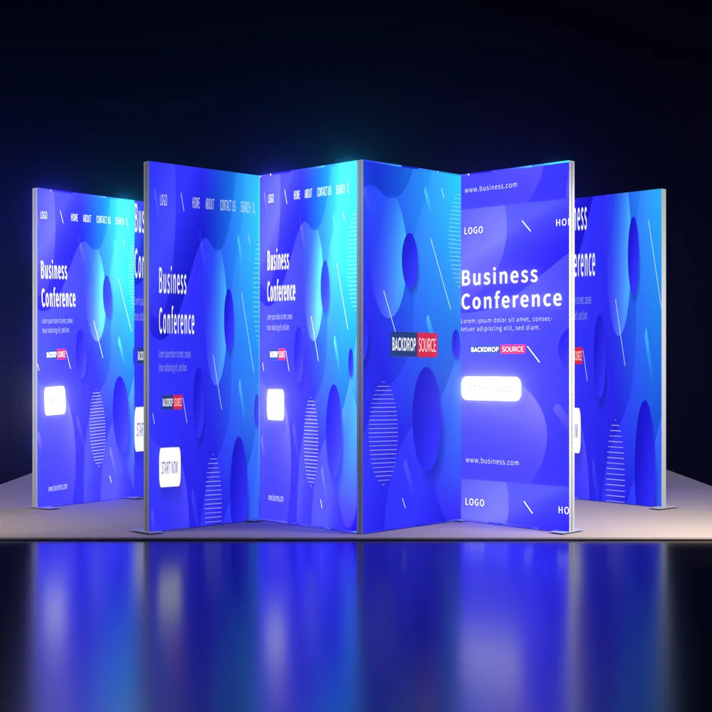 Backlit SEG Panel Wall System with 24 Lightbox Panels