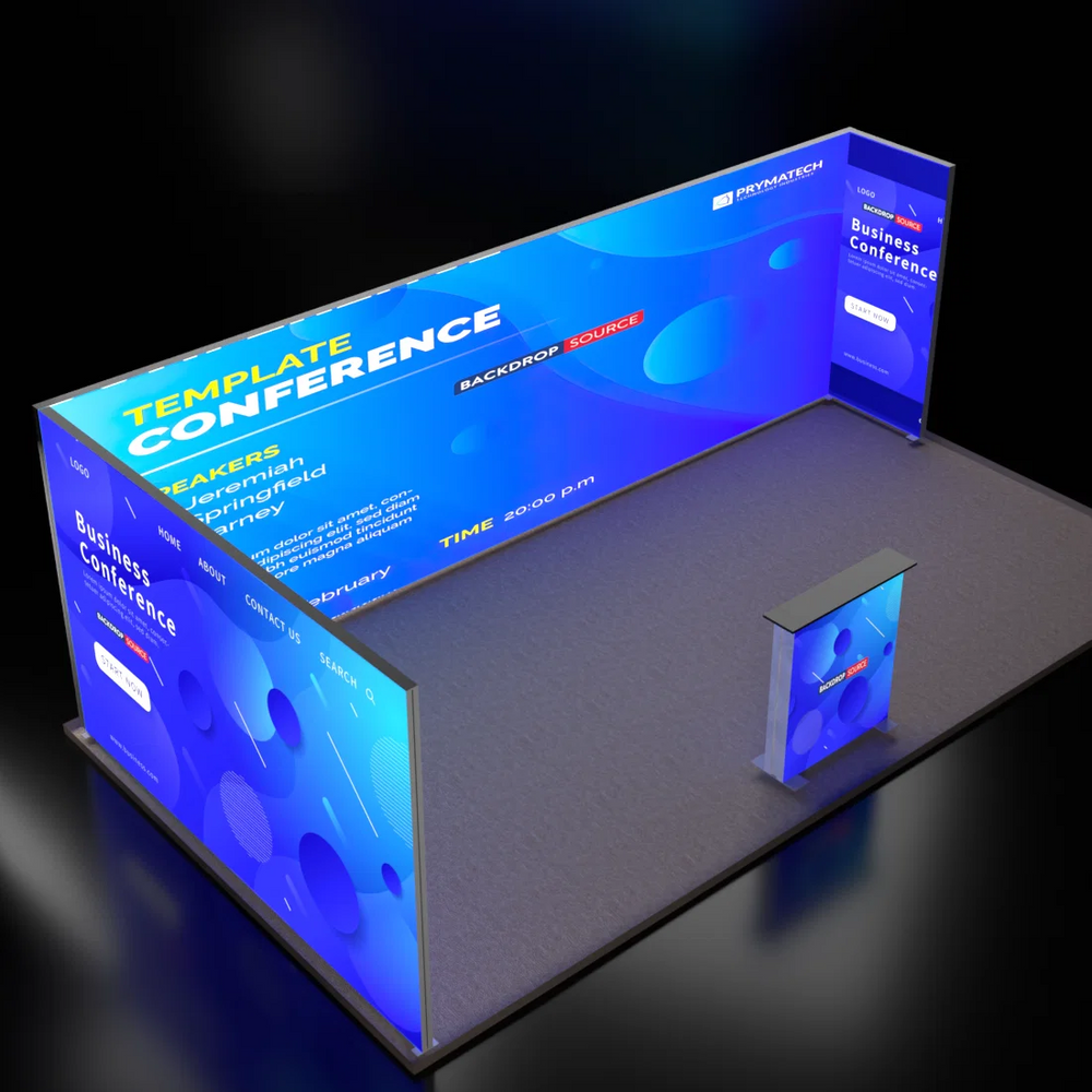 6m Backlit SEG U-Shape Booth Kit with Lightbox Counter